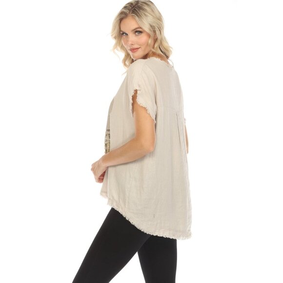 Beige Heart paint Dolman sleeves Top - Picture 2 of 7